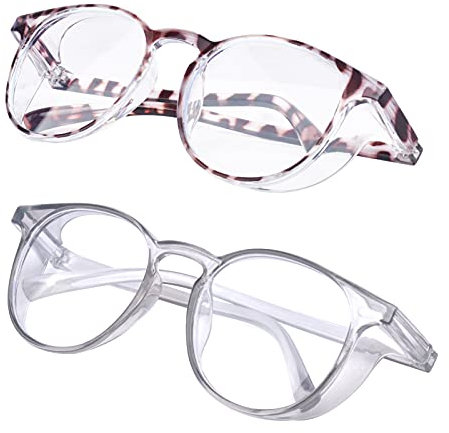 Outray 2 Pack Safety Glasses Anti Fog Blue Light Blocking Glasses Round Clear Protective Eyewear Safety Goggles For Men/Women