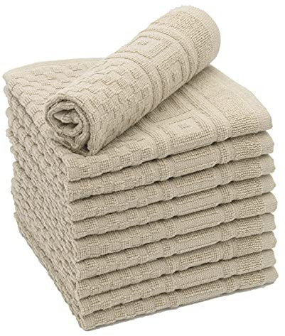 ZOLLNER 10er-Set Seiftücher mit Waffelmuster, 100% Baumwolle, 30x30 cm, Cappuccino