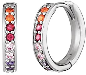 Engelsrufer Regenbogen Damen-Creolen mit Zirkonia aus Sterling-Silber in der Farbe Silber-Multicolor, ERE-WARM-ZIM-CR-21