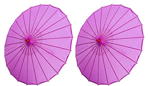 THY COLLECTIBLES Set of Two (2) 33 Japanese Chinese Umbrella Parasols for Wedding Parties, Photography, Costumes, Cosplay, Decoration and Other Events (Purple)