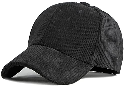 XRDSS Gorra de béisbol unisex de pana ajustable clásico deportivo sombrero al aire libre sólido gorras, Negro, Talla única
