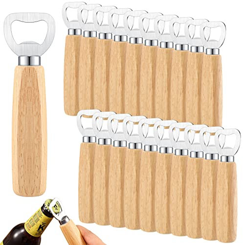 Yetene 20 Pcs Stainless Steel & Wood Bottle Opener Set - Bartender Bottle Opener with Engraved Wooden Handle - Cider Wine Opener Gift Set for Wedding Party Home Kitchen Bar Restaurant
