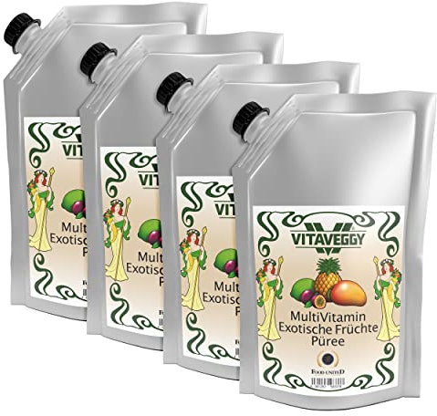VITAVEGGY Frucht-Püree MultiVitamin Exotische-Tropische-Früchte 5x 1kg mit Ananas Mango Passionsfrucht Maracuja Limette für Obstbrei Fruchtmus Babybrei Obstmus Smoothie Sorbet Müsli (5)
