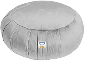 Sensory Owl Meditationskissen Yoga Kissen Zafu Samt Buchweizen Rund Silber