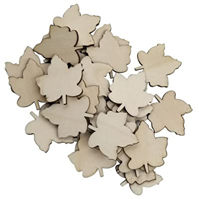 ABOOFAN 50 Stück Stücke Hochzeit Ornamente Miniaturen Handwerk Ornamente Für DIY Uhr Zahlen Baumscheiben Holz Blanko Hängende Tags Holz DIY Handwerk Blatt Holzausschnitte