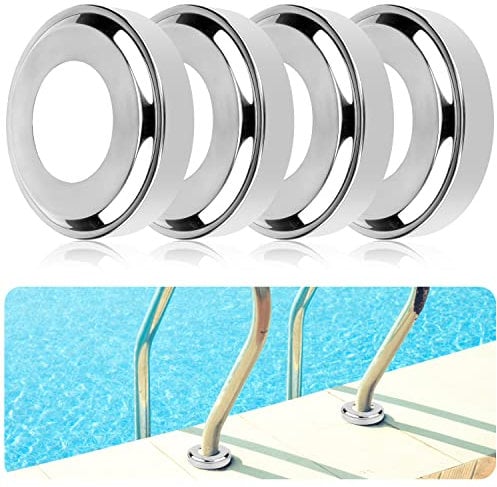 4pcs Pool Ladder Escutcheon, Stainless Steel Escutcheons Plates Pool Escutcheon Replacement Cover Fits for 1.9 Inch Inner Diameter Tubing Pool Handrail Cover Ladders for Inground Pools Accessories