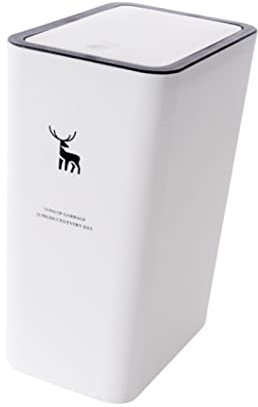 perfk Bacs à Ordures De Cuisine, Poubelle Rectangulaire avec Couvercle, Panier à Ordures Peu Encombrant, pour Porte Salon Bureau Cuisine, Conception étroite Et à Pression, Blanche