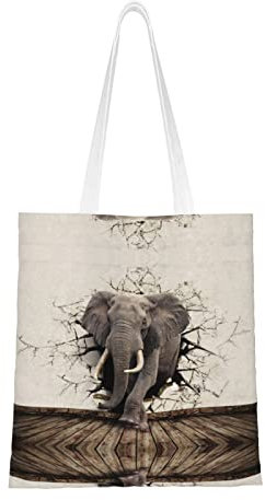 EWMAR Die tragbare Einkaufstasche aus Segeltuch mit Elefantenmotiv ist geeignet für Einkaufen, Arbeit, Schule und tägliche Reisen, Broken Wall Elefant, Einheitsgröße