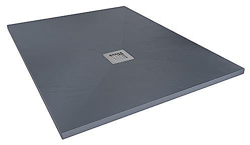 Aquabad Mineralguss Duschwanne Deluxe Classic, Rechteck 100 x 120 cm, Anthrazit