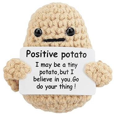 TECKI Handgefertigter Strick Kartoffel - Positive Potato Glücksbringer Mutmacher Gadgets, Motivationsgeschenke, Geschenke für Best Friends Kollegen