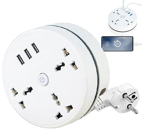 Dubbulon Regleta - Viaje Cable extensión retráctil 6.5 pies,Enchufe Viaje 3 Puertos USB, Corriente, Carga