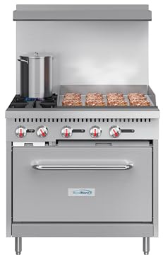 KoolMore 36 in. 2 Burner Commercial Natural Gas Range with 24 in. Griddle (KM-CRG36-NG)