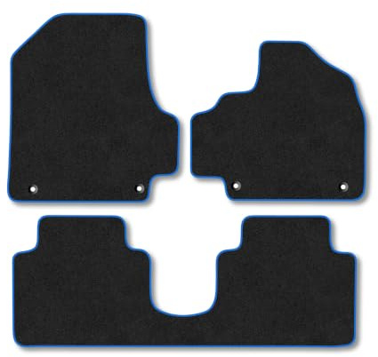 Fits Hyundai IONIQ 5 (2021+) Carpet Car Mats | Blue Edge Trim Tailored Fit Floor Mats Full Coverage Protection Accessories Easy Clean Anti Slip Made in the UK