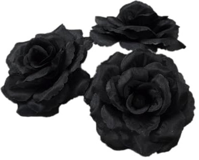 Wambere Lot de 20 roses artificielles pour mariage, fête, Saint-Valentin, maison, Halloween, décoration de table, Thanksgiving, décoration de maison, noir