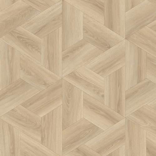 Natural Windmill Parquet Siren Vinyl Flooring 4mm Thick Durable Felt Backed Lino Kitchen Bathroom (3m x 3m)