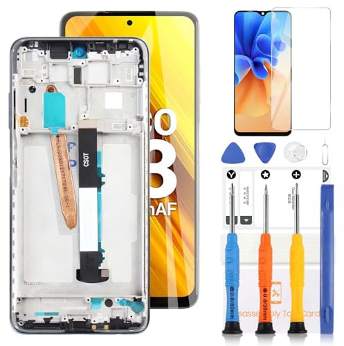 Pantalla LCD para Xiaomi Poco X3 / Poco X3 NFC/Poco X3 Pro LCD Pantalla Táctil Digitizer Assembly Kit de Reemplazo con Herramienta (6.67 Negro con Marco)