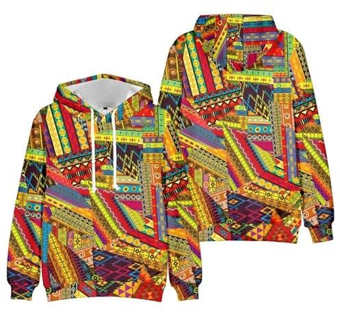 Felpe con Cappuccio da Uomo Felpe Pullover Felpe con Cappuccio A Maniche Lunghe con Coulisse Felpa con Cappuccio Casual Autunno E Inverno Stile Etnico (Color : Style3, Size : XL)