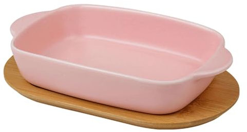 TYMYYS 17.6oz Small Solid Color Individual Lasagne Dish With Lid For 1 Person, Ceramic Baking Dishes For Oven, For Casserole Tapas Pies-Pink