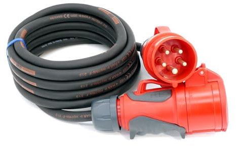 CEE Starkstromkabel (1,5m-50m) 16A Verlängerungskabel Titanex H07RN-F 5x2,5mm² mit PCE Grip Stecker und Kupplung, Business-Line von Event-Kabel (40 Meter)