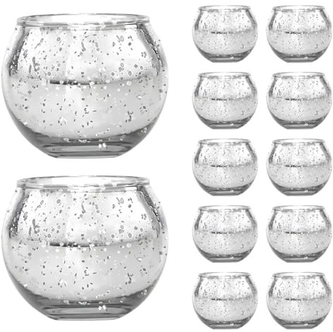Lot de 12 photophores dorés en verre à mercure pour bougie chauffe-plat pour mariage, fête, décoration de la maison