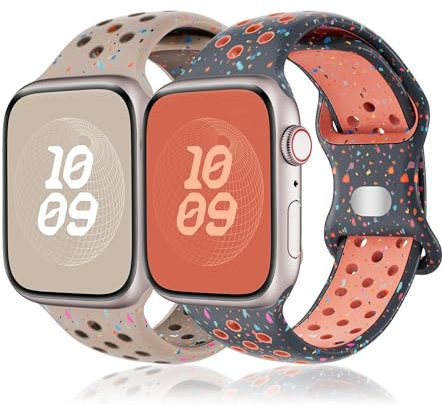 Sportarmband für Apple Watch Armband 40mm 41mm 45mm 44mm 46mm 42mm 38mm 49mm iWatch Armband,Silikon Band für Apple Watch 9 Series 10 8 7 6 5 4 3 2 SE Ultra/2 Nike Sport Apfelband Damen/Herren/Kinder