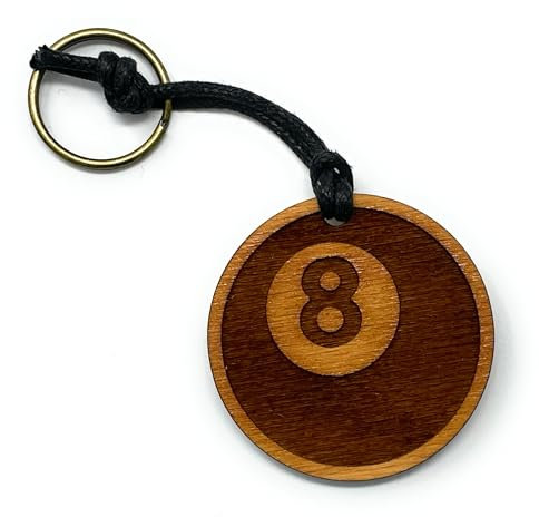 Schlüsselanhänger 8-Ball aus Holz mit individueller Gravur
