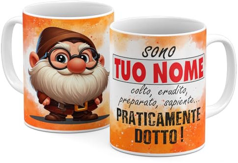 Generico StudioPixelStore Tazza Personalizzata – Idea Regali Personalizzati – Mug Personalizzabile con i Sette Nani – Tazze in Ceramica per la Colazione per il tuo Umore – (dotto)