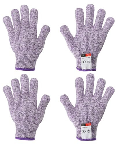 PATIKIL Cut Resistant Gloves, 2 Pair Level 5 Protection Anti Cutting Gloves Cut Proof Gloves for Kitchen Wood Carving Working, Medium, Purple