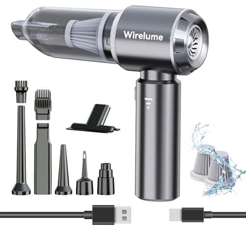 Wirelume Aspirador de Mano para Coche inalámbrica Potente 22000 Pa succión ciclónica Fuerte Motor sin escobillas portátil Recargable Ligera para Pelo de Mascotas, vehículo, hogar, Oficina