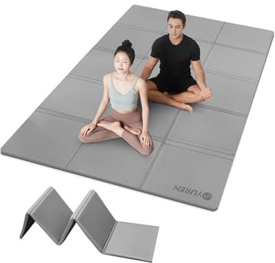 RYTMAT Yogamatte Faltbar Groß 200×130cm TPE 10mm Dicke Gymnastikmatte Faltbar Rutschfest Fitnessmatte für Yoga und Gymnastik zu Zuhause, Fitnessstudios, Reisen, Camping