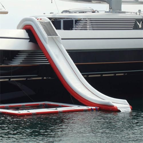 Femxizor Compact Inflatable Water Yacht Slide Park Float Mobile Water Easy to Install And Inflate with Air Pump,13.1Ft/4M,White