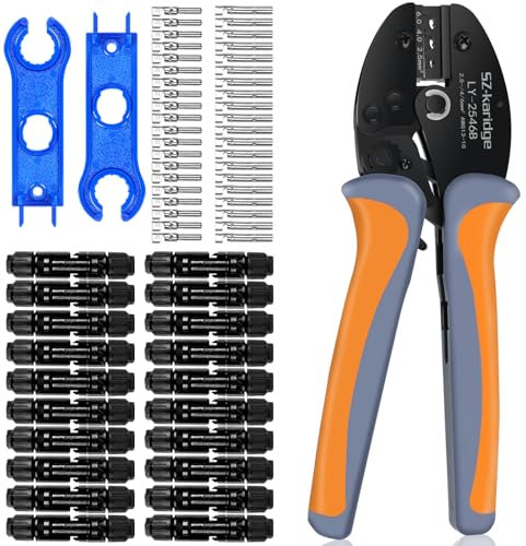 40 Paar Solarstecker Crimpzange-Set für 2,5/4/6mm² Solarpanel-Kabel, Photovoltaik-Stecker, Steckverbinder, PV-Stecker mit Schraubenschlüssel, 83 Stück