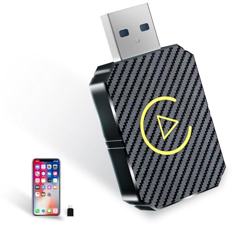 ILIYAH Wireless Carplay Adapter for Car with Apple Carplay & Android Auto Bluetooth 5.0/WiFi Ports USB/Type C Portable Carplay 2025 Upgrate Fit for iPhone iOS 10+ (Silver)