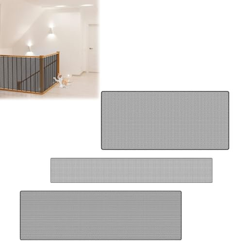 HENGMEI Treppenschutznetz 450Lx90H Treppen Schutznetz Kinder Treppengeländer Sicherheitsnetz Treppe Geländer Zaun Mesh Treppennetz für Kinder Haustiere, Schwarz