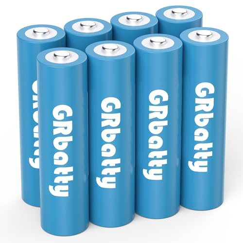 GRbatty 8 x AA Rechargeable NiMH Batteries, 1.2V 3300mAh, Only Battery | High capacity, 1200 cycles, For TV remotes, wall clocks, alarm clocks, torches, fairy lights, LED candles, weather stations