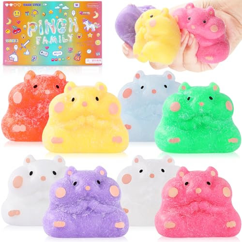 8 Stück Set Taba Squishy Hamster - Weiche Quetschies für Kinder & Erwachsene, Stresslindernde Squishy Toys mit TPR-Material, niedliche Hamster-Spielzeug für Zuhause, Antistressball