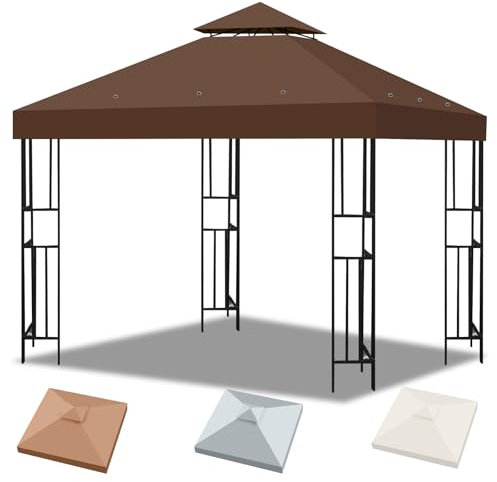 Telo Ricambio Gazebo 3x3 Impermeabile - Copertura Doppio Strato con Ventilazione, 300D PA Antipioggia e UV50+ per Giardino, Campeggio, Esterno