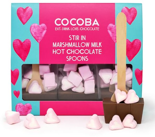 Cocoba Hot Chocolate Spoon Gift Set (set of 3)- Heart Marshmallow Milk Hot Chocolate Spoon - Ideal for Gifting