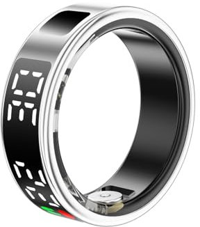 Smart Ring für Smart Ring für Frauen Männer mit Schlaf Puls Sauerstoffmonitor wasserdicht Fitness-Messgerät Schrittzähler Kalorien Schrittzähler Bluetooth Gesundheitsservice, Silber #10