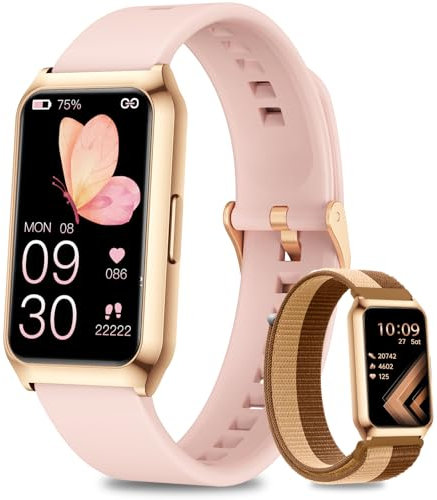 Fitoncloud Smart Watches for Women Men Fitness Tracker with SpO2/Heart Rate/Step Counter/Calories,Aluminium Case,Up to 7-Day Battery,Sleep Tracker,IP68 Activity Tracker Watch for Android&iOS Pink
