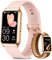 Fitoncloud Smart Watches for Women Men Fitness Tracker with SpO2/Heart Rate/Step Counter/Calories,Aluminium Case,Up to 7-Day Battery,Sleep Tracker,IP68 Activity Tracker Watch for Android&iOS Pink