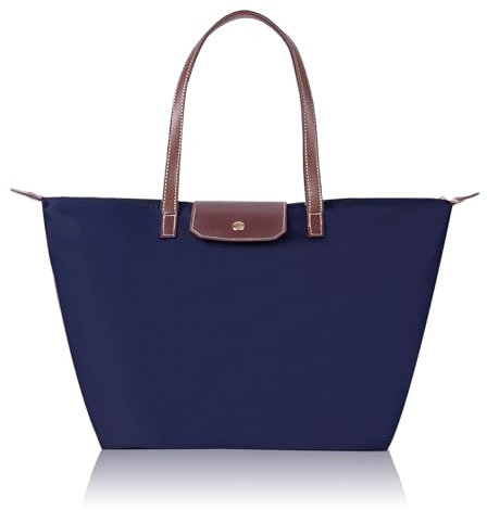 LINGLONGCY Damen-Schultertasche Faltbar Großes Fassungsvermögen Wasserdicht Nylon Umhängetasche Handtasche Reisehandtasche (Blau, M 42 * 30 * 18cm)