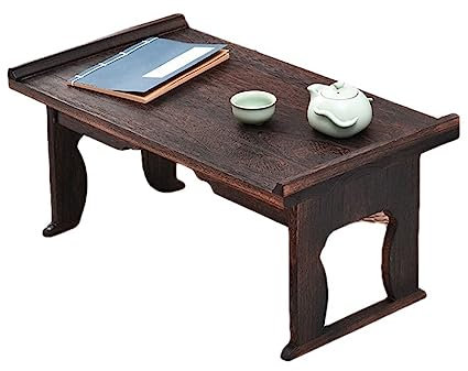 SnamicE Ancient Style Folding Coffee Table, Foldable Wood Coffee Table Japanese Tea Table Table Breakfast in Bed Serving Tray Table Floor Table for Tea & Coffee,60x34x27cm