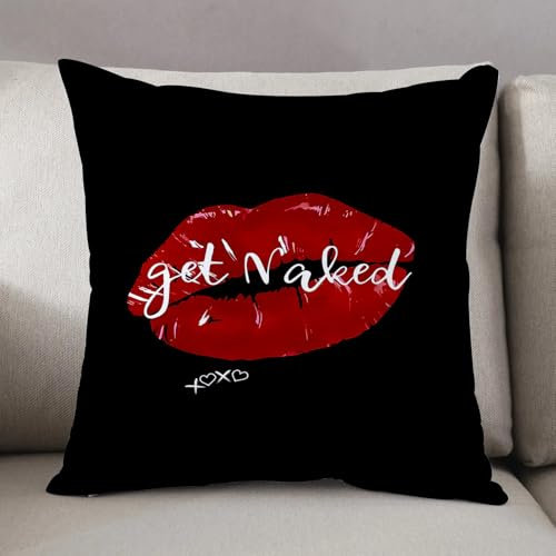 LEZUAHSH Kissenbezüge Couchkissen Modern Kuschelig Dekokissen Kissenhülle Sofakissen Zierkissen Wohnzimmer Bett,Lippen, Frauen, Kussmund.Logo zum Valentinstag. Mund, Liebe, sexy Inti,45x45cm