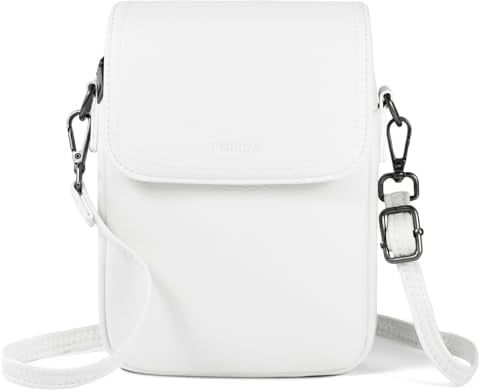 Fmeida Handytasche mit Geldbörse zum Umhängen Damen Umhängetasche Leder klein Handy Tasche Crossbody Schultertasche RFID-Blockierung Weiß