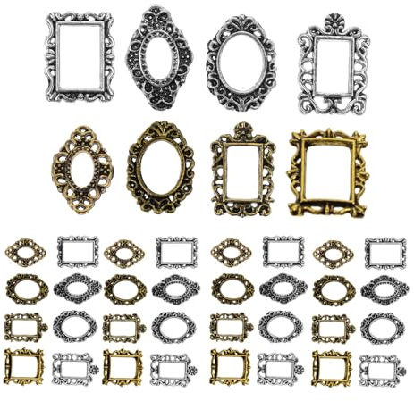 POPETPOP Mini Photo Frame Nail Art Baroque Picture Frame Nail Art Decoration Metal Picture Gems for Salon Home Diy Manicure Accessories
