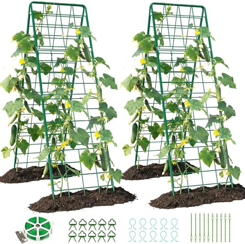 SUNYRISY 2 Stück Rankgitter für Tomaten Gurken 180cm Metall Gurke Rankhilfe | Gitternetz Kletterpflanzen Tomaten Rankhilfe, Pflanzenstütze für Blumen Nutzpflanzen, Grün