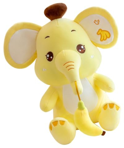 FUNOMOCYA Plüschtier Elefant 25cm Gelb Kuscheliges Stofftier für Flauschiges Kuscheltier und Dekoration für Sofa Bett und Foto Requisiten