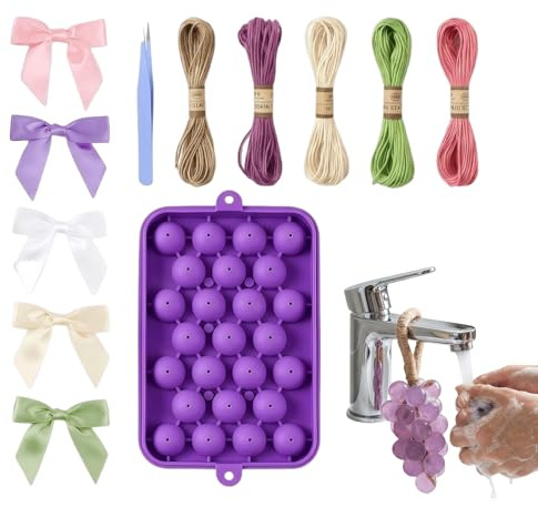 DIY Grape Soap Making Kit | Silicone Grape Craft Form, Casting Mold with Vine Fruit Design, Food-Grade Easy-Release Craft Mould, Soap Form for Mother's Day Birthdays Home Decor Teacher's Day
