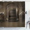 ABAKUHAUS gotisch Duschvorhang, Renaissance-Schloss-König, Stoffliches Gewebe Badezimmerdekorationsset mit Haken, 175 x 180 cm, Beige Braun
